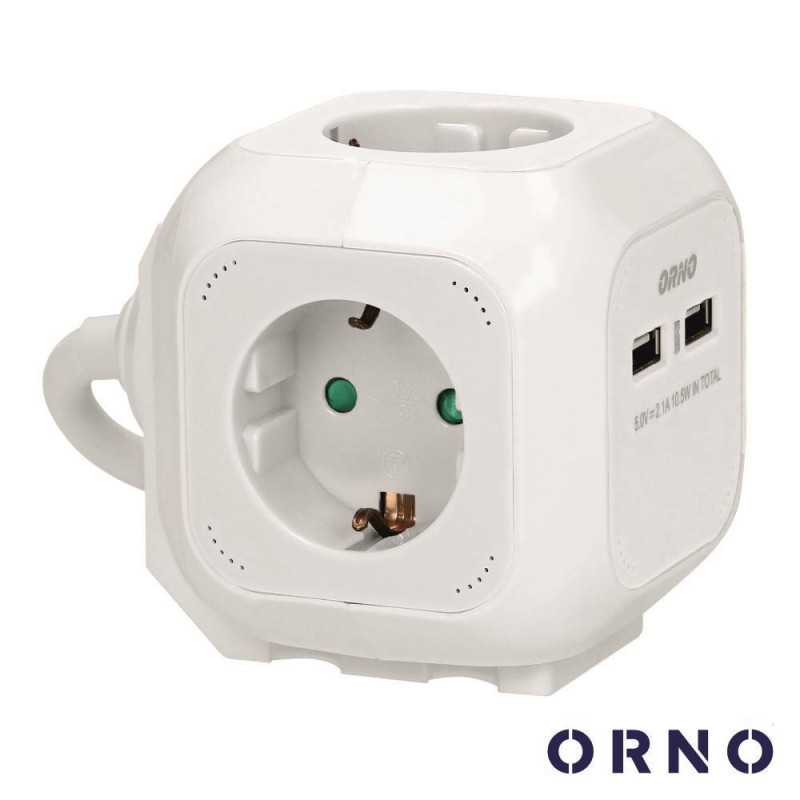 EXTENSÃO ELÉTRICA 4X SCHUKO 2X USBA 14M ORNO