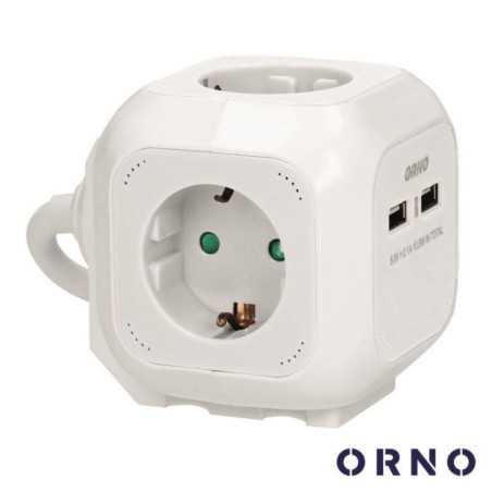 EXTENSÃO ELÉTRICA 4X SCHUKO 2X USBA 14M ORNO