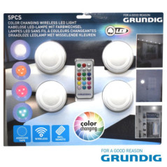CONJUNTO DE 4 APLIQUES LED RGBW C COMANDO GRUNDIG