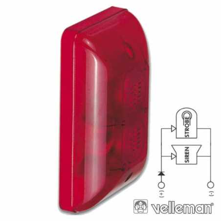 SIRENE E ESTROBOSCÓPIO VERMELHO EM CAIXA VELLEMAN