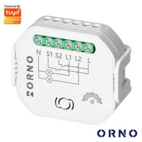 MÓDULO RELÉ 2 CANAIS DIMÁVEL 2300W 10A WIFIBT TUYA ORNO