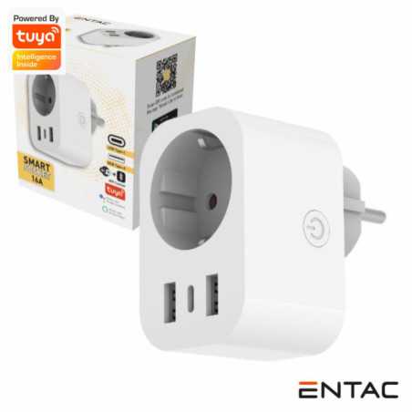 FICHA ELÉTRICA 1X SCHUKO 2X USBA 1X USBC INTELIGENTE WIFI