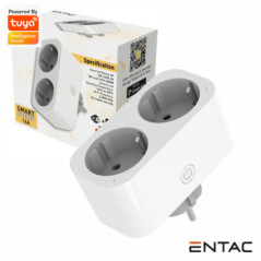 FICHA ELÉTRICA 2X SCHUKO INTELIGENTE WIFI BLUETOOTH ENTAC