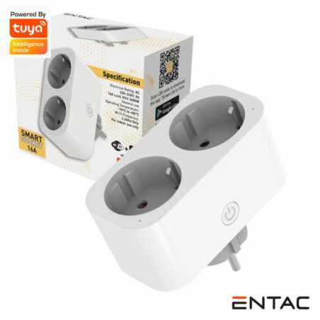 FICHA ELÉTRICA 2X SCHUKO INTELIGENTE WIFI BLUETOOTH ENTAC