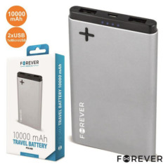 POWERBANK 10000MA C FICHA MICRO USB 2USB PRATEADO