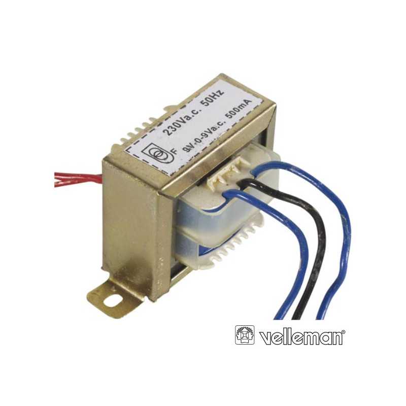 TRANSFORMADOR 9VA 2X9V VELLEMAN