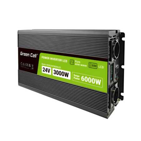 CONVERSOR 24V230V 3000W ONDA PURA C LCD GREEN CELL