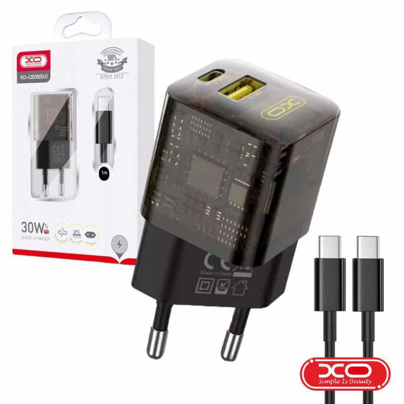ALIMENTADOR USBA QC30 18W USBC PD 30W 3A CABO XO