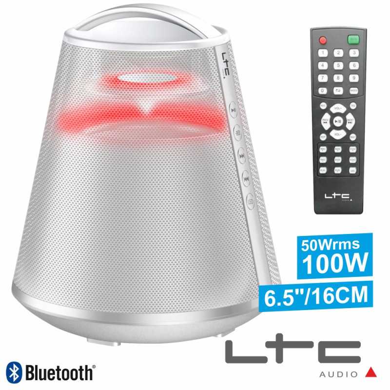COLUNA BLUETOOTH PORTÁTIL BRANCO 100W USBBTFMAUXBAT LTC