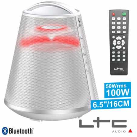 COLUNA BLUETOOTH PORTÁTIL BRANCO 100W USBBTFMAUXBAT LTC