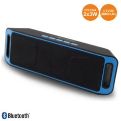 COLUNA BLUETOOTH PORTÁTIL 2X3W USBFMSD PRETOAZUL