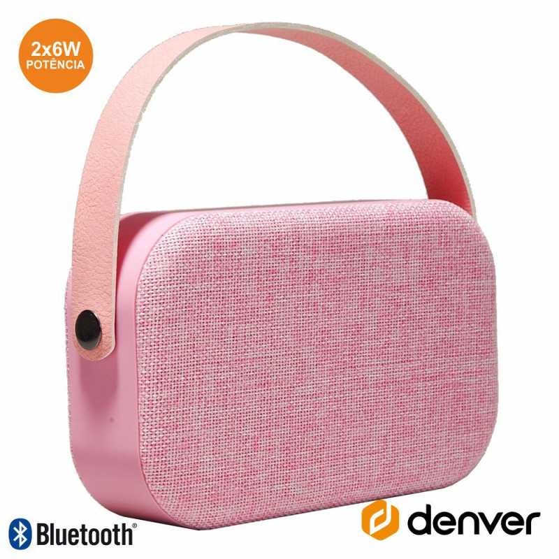 COLUNA BLUETOOTH PORTÁTIL 2X3W MALA USBAUXBAT ROSA DENVER