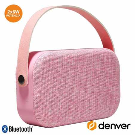 COLUNA BLUETOOTH PORTÁTIL 2X3W MALA USBAUXBAT ROSA DENVER