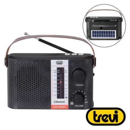 RÁDIO PORTÁTIL AMFMBT CLÁSSICO PRETO C PAINEL SOLAR TREVI