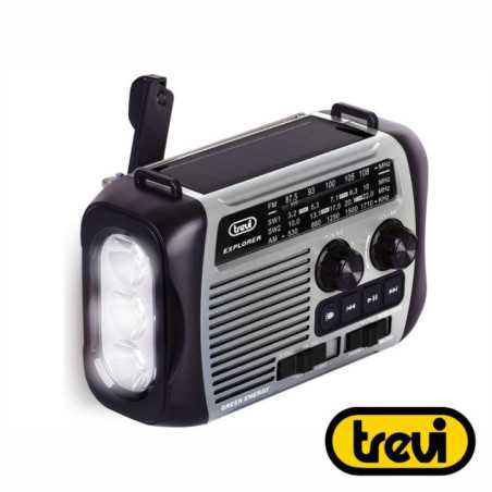 RÁDIO PORTÁTIL AMFMSWBTSD PAINEL SOLAR DÍNAMO TREVI