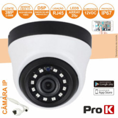 CÂMARA VIGILÂNCIA IP DOME CMOS 1080P 3MP IP67 PROK