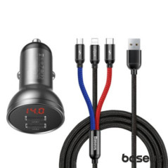 ADAPTADOR FICHA ISQUEIRO 2 USBA 5V 48A C CABO 3EM1 BASEUS