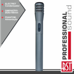 MICROFONE CONDENSADOR ELECTRET 15V PHANTOM BST