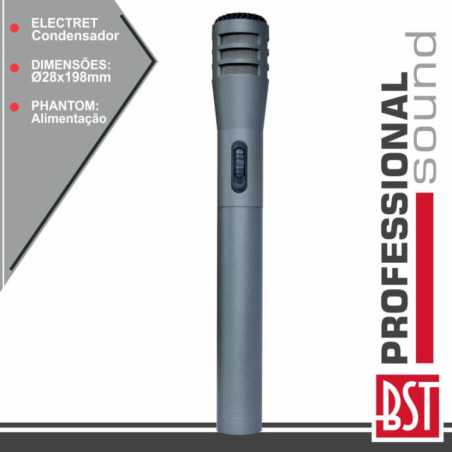 MICROFONE CONDENSADOR ELECTRET 15V PHANTOM BST