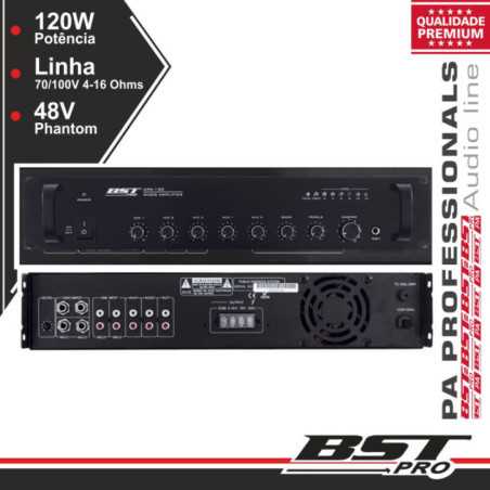 AMPLIFICADOR PA PHANTOM 120W 10 ENTRADAS BSTPRO