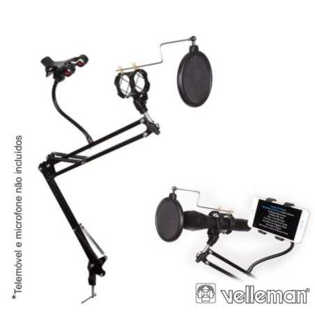 SUPORTE MESA P MICROFONE C FILTRO ACUSTICO VELLEMAN