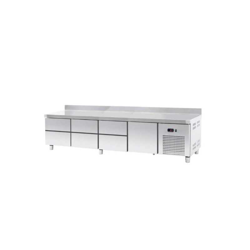 Mesa baixa com 6 gavetas GN1/1-100 + 1 gaveta GN1/1-300 Refrigerada